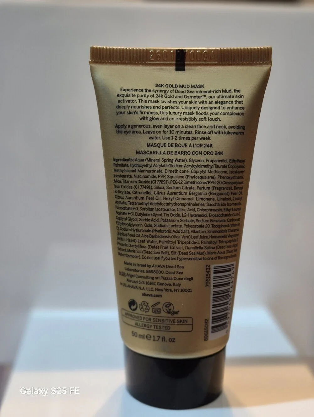 AHAVA 24K Gold Mud Mask Anti Wrinkles, 50 Ml, New